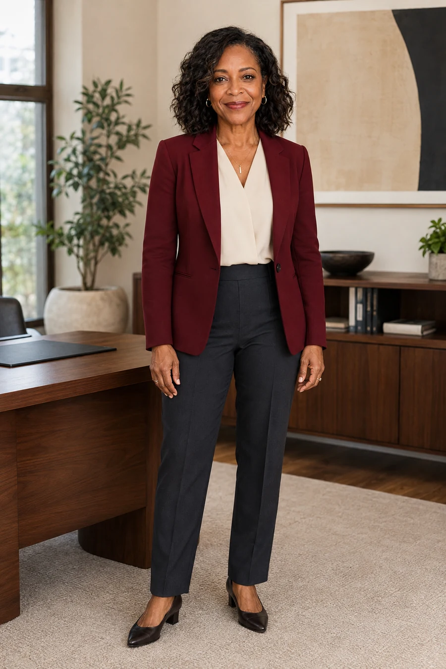 Full-length portrait of Camille Pierce