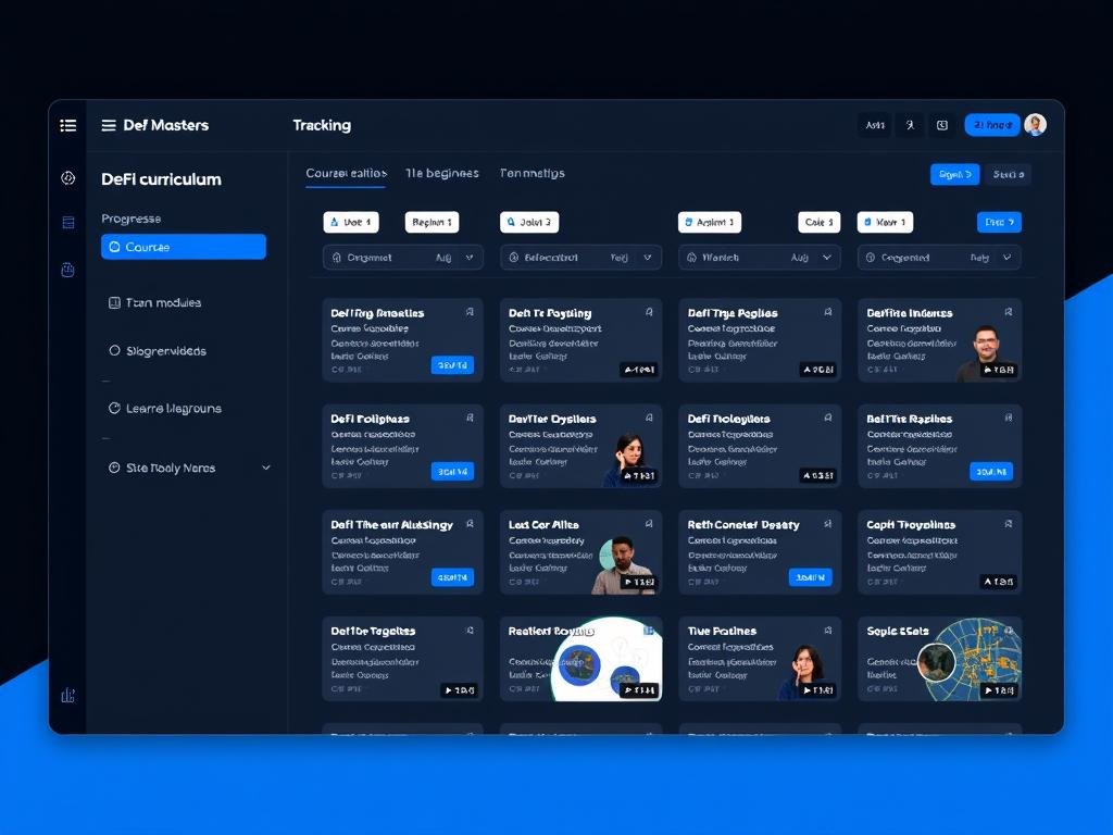 Screenshot of the Decentralized Masters learning platform showing the structured curriculum and progress tracking Screenshot of the Decentralized Masters learning platform showing the structured curriculum and progress tracking