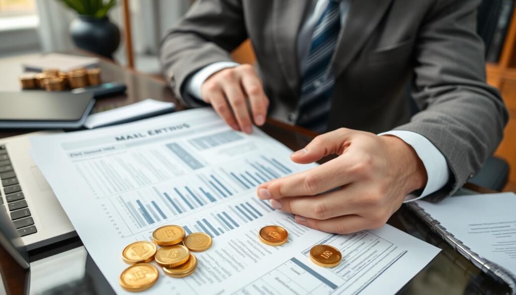 Investor reviewing precious metals IRA portfolio documents