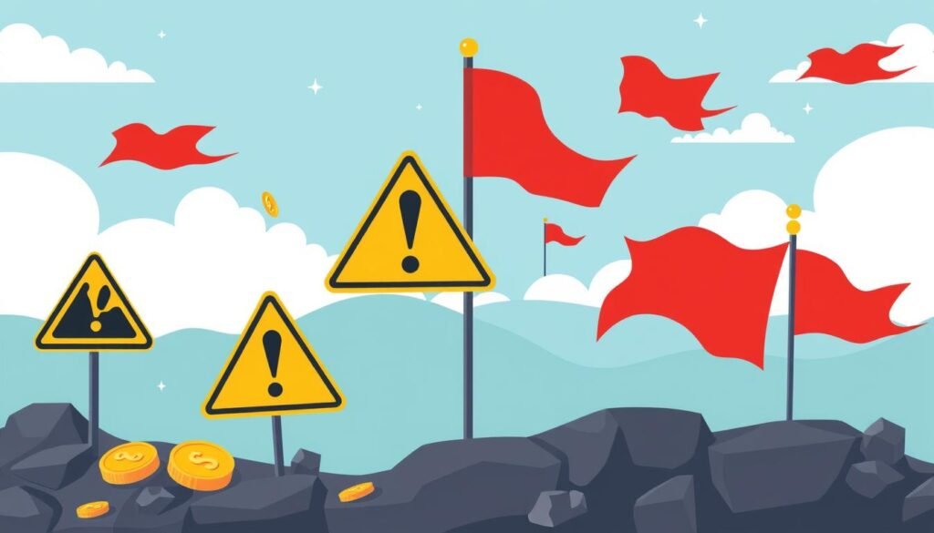 Warning signs highlighting common mistakes with precious metals IRAs