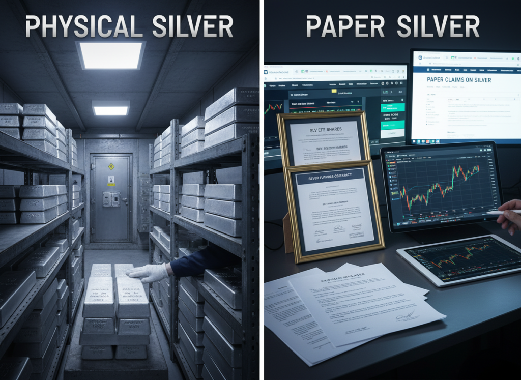 Comparison of physical silver bars versus paper silver certificates