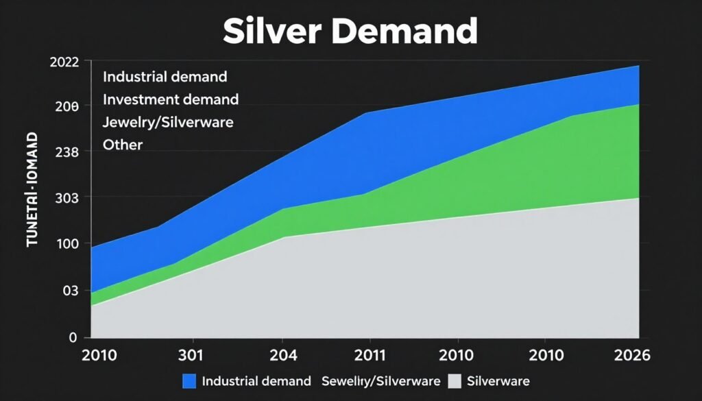 Silver demand breakdown showing investment vs industrial allocation