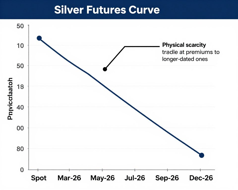Silver futures curve showing backwardation structure