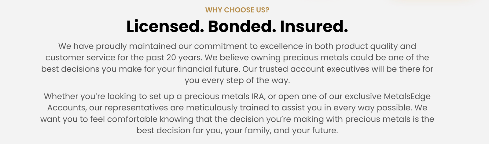 Licensed Bonded Insured Precious Metals Dealer