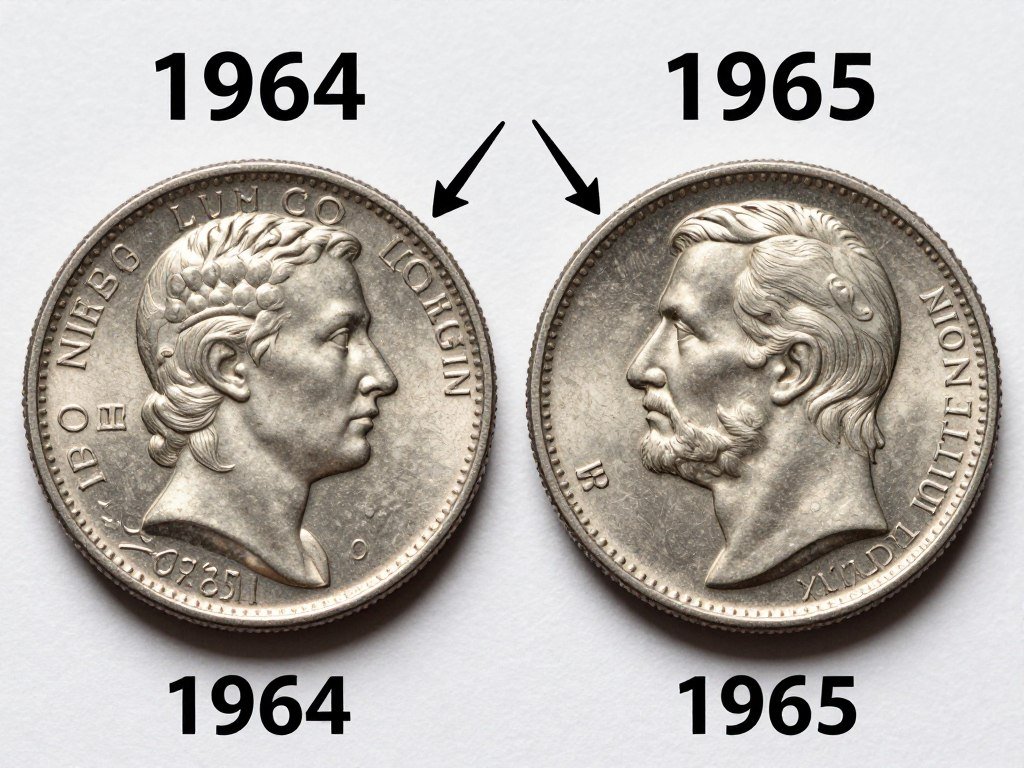 Date comparison showing pre-1965 versus post-1965 coin differences