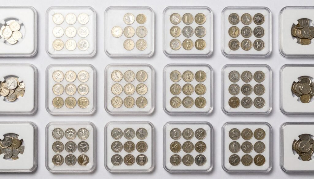 Silver coins organized and sorted for optimal selling value