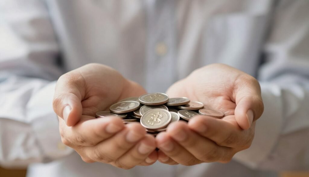 Silver coins representing successful investment and selling decision